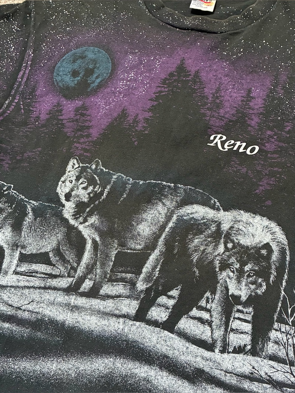 Vintage 1991 San Segal Wolves All Over Print Single Stitch Tee - Picture 2 of 8